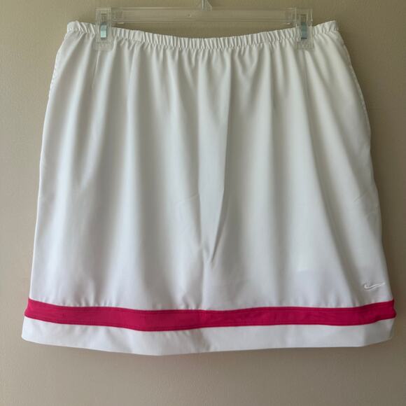 Nike Golf Skort Dri Fit Active Tennis Golf Pickleball Pockets White Womens Large - Picture 1 of 12